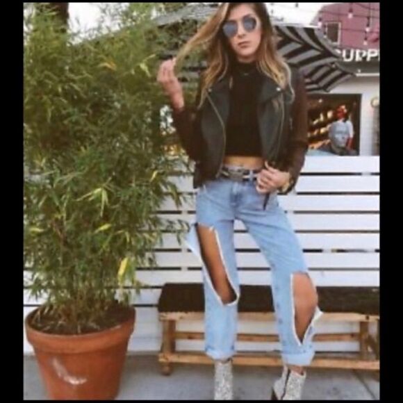 LF CARMAR HIGH RISE LOOSE FIT SLASHED LEG JEANS 24 - Picture 2 of 7